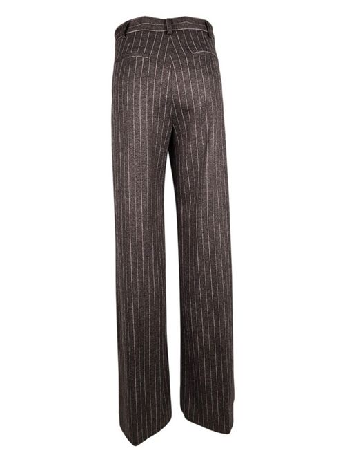 pantalone donna largo gessato marrone e rosa Good match | AP02-09G20